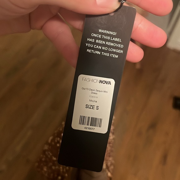 NWT Fashion Nova Out Til Dawn Sequin Mini Dress Mocha - Picture 10 of 10